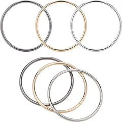 PH PandaHall 丸ハンドル 持ち手 リングハンドル 風呂敷リング カバン 3色 内径10cm 6本セット( 金、シルバー、黒)