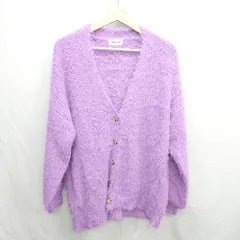 ◇ ⊇ Alma DESIGN Vネック 長袖 ニットカーディガン サイズＭ パープル系 レディース E  【1410290017111】
