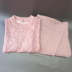 ◇ ⊂ POUR VOUS レース ブラウス パンツ セットアップ サイズM ピンク レディース E  【1409100051636】