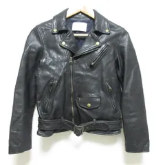 良品 beautiful people ビューティフルピープル シープレザー ダブル ライダースジャケット ブルゾン 150 ブラック レディース 古着 中古 USED