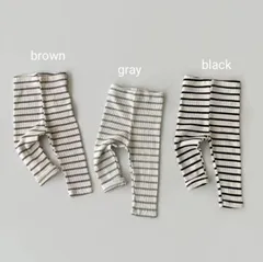 【新品】ボーダーリブレギンス　韓国子供服　mamoy