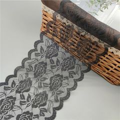 新品 【Wdlife】10m花柄レースリボン レーストリムリボン 超ワイド幅15cm 長さ柔らかくて透光感伸縮性あり きれい 服装素材 DIY手芸 ヘアアクセハンドメイドギフトラッピング包装 花束 結婚式髪飾り (ブラック)