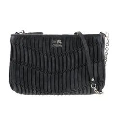 COACH コーチ ショルダーバッグ マディソン プリーツ チェーン ショルダーバッグ クラッチ ポーチ レザー ブラック 【中古】