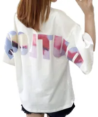 [ブブ オーハナ] Tシャツ ゆったり カジュアル 半袖 バックプリント レディース 女性 用 春 夏 秋 冬 服 物 ロン T 長め カットソー ティーシャツ ティシャツ サラサラ 速乾 しろ シロ ホワイト (白, L) [ホワイト] [L]