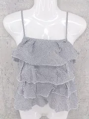 ◇ ROPE' ロペ ストライプ キャミソール M ホワイト　グレー *  【1002800159260】のサムネイル