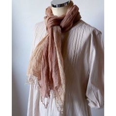 【草木染：サラッとやさしいリネンストール】アカネ|手染め｜日本製｜L-sizeのサムネイル