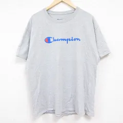 XL/古着 チャンピオン Champion 半袖 ブランド Tシャツ メンズ ビッグロゴ クルーネック グレー 霜降り 24jun05 中古