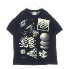 VINTAGE (ヴィンテージ) 90s M.C. ESCHER MULTI ART エッシャー フロント プリント Tシャツ 半袖カットソー ブラック