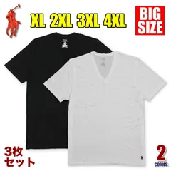 【ビッグサイズ】【3枚セット】【XL～4XL】ラルフローレン Vネック Tシャツ メンズ 大きいサイズ POLO RALPH LAUREN 半袖 無地 ビッグサイズ Tシャツ インナー 綿 コットン100％ アメカジ USA ブランド ファッション プレゼント