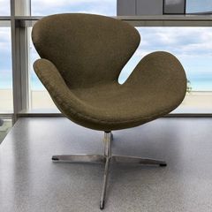 ヤコブセン スワンチェア カーキ 北欧 一人掛け ラウンジチェア ソファ 椅子 チェア オフィス ロビー アンティーク