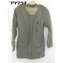 ■ UNITED ARROWS ユナイテッドアローズ ノーカラー ジップアップ ミリタリー ジャケット サイズ38 カーキ レディース  【1109140004714】