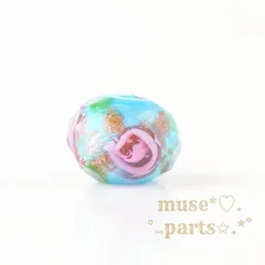 水色 みずいろ ターコイズブルー 12/10/8mm とんぼ玉4こ トンボ玉 葉有 薔薇 バラ フラワーパーツ 花柄 ボタニカル ベネチアンビーズボタンカットビーズ カットガラス ランプワークビーズ 琉球ガラス 蜻蛉玉 浴衣 ブレスレット ピアスイヤリング w