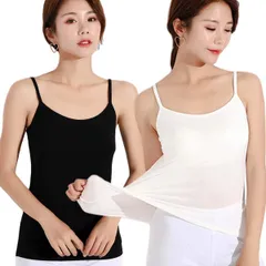 【数量限定】[T WILKER] カップ付きキャミソール 2セット 冷感 さらさら生地 インナー トップス 肩紐調節可 吸汗 肌優しい ブラトップ