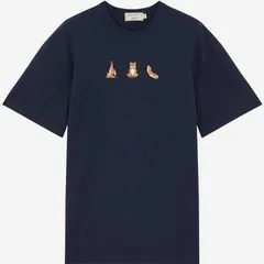 在庫処分　メゾンキツネ MAISON KITSUNE Yoga Fox ヨガ フォックス プリント Tシャツ カットソー 半袖 white navy