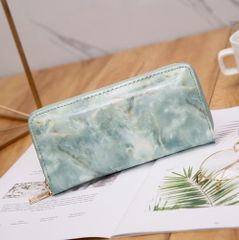 新品 送料込み 大理石風 PU レザー ラウンドファスナー 大容量 長財布