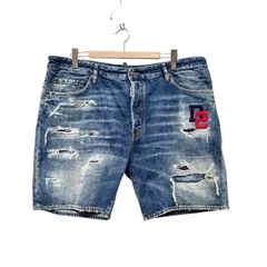 DSQUARED2 ディースクエアード S74MU0819 ハーフ ショート デニム パンツ ジーンズ サイズ58 ダメージ USED 加工 バミューダ ワッペン