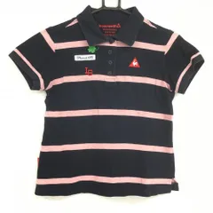 ★特価★ルコック 半袖ポロシャツ ネイビー×ピンク ボーダー 胸刺しゅう  レディース M ゴルフウェア le coq sportif