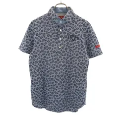 Callaway キャロウェイ 日本製 花柄 ゴルフ 半袖 ポロシャツ L ネイビー系 メンズ 古着