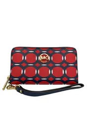 MICHAEL KORS マイケルコース 幾何学模様 ラウンドファスナー 財布 札入れ カード入れ レディース 小物入れ 中古 W４