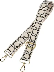 Lelotte ショルダーストラップ バッグ用 太め ショルダーベルト 単品 柄 付け替え 調整可能 交換用 ショルダー紐(グリッドアイボリー)