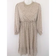 ◇ MAJESTIC LEGON 花柄 長袖 膝下丈 ワンピース サイズS ベージュ系 マルチ レディース  【中古】 【1204290000774】