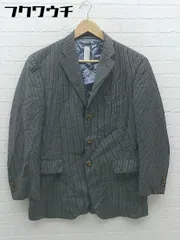 ◇ JAEGER シングル 3B ストライプ ネーム刺繍あり 長袖 テーラードジャケット グレー ホワイト メンズ 【中古】 【1002802406171】