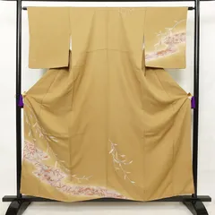 中古 付け下げ 一つ紋付き 金彩 正絹 附下 古典柄 袷仕立て 茶