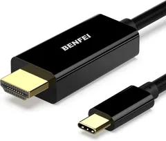 BENFEI 1.8m USB Type C - HDMI ケーブル【4K@30Hz UHD映像出力】タイプC to HDMI 変換アダプタ Thunderbolt 3/4 互換 000120black