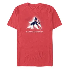 【送料無料】 マーベル メンズ Tシャツ トップス Men's Marvel Captain America Brave New World Spray Paint Poster Graphic Tee Red Heather