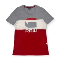 G-STAR RAW ジースターロウ ボーダー 半袖 Tシャツ M/グレー×レッド系 メンズ