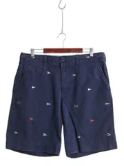 【お得なクーポン配布中!】 00s ポロ ラルフローレン 総柄 コットン チノ ショートパンツ メンズ 35 / 古着 オールド ヴィンテージ 加工 ショーツ フラッグ モノグラム