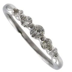 Pt900 ちょこんとダイヤモンドフラワーリング 0.36ct 変形あり