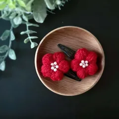 お花 パッチンピン 赤 パール 《2個セット》 ラプティフルール 和装 浴衣 着物 ひな祭り 雛祭り 七五三 キッズアクセサリー キッズヘアゴム ヘアアクセサリー ヘアアクセ ヘアゴム 赤 レッド