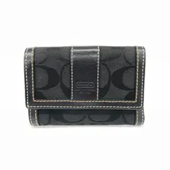 COACH コーチ  財布  ブラック シグネチャー 三つ折り キャンバス×レザー レディース　240001134351