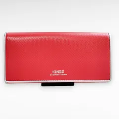 【情熱のバイカラー/未使用級】KINGZ by Samantha Thavasa キングズ パンチングレザー 長財布 赤 メンズ/牛革/シルバー
