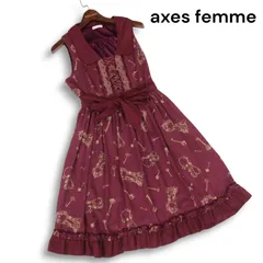 axes femme アクシーズファム 花柄 フラワー カギ キー 総柄♪ リボン フリル レースアップ ワンピース Sz.M　レディース