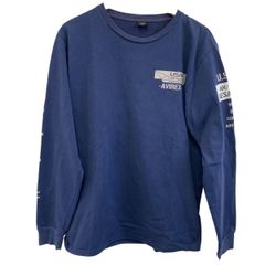 【即決】 AVIREX アヴィレックス 6103454 長袖 コットン Tシャツ ロンT（紺）XLサイズ ネイビー系 16970-60
