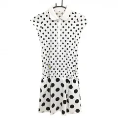 ★値下げ★ルコック 半袖ポロワンピース 白×黒 ドット ストレッチ  レディース M ゴルフウェア le coq sportif