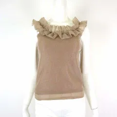 リリーブラウン Lily Brown 22SS カップインフリルニットタンク LWNT224032 タンクトップ F ベージュ ブラウン 美品のサムネイル