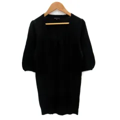 セオリー theory ニットチュニック 七分袖 ラウンドネック ウール 2 黒 ブラック /SM23