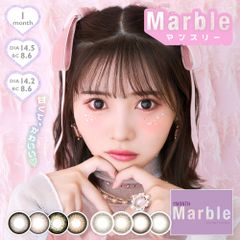 Marble 1month 度なし 2枚入 送料無料(ネコポス) カラコン マーブルマンスリー 実熊瑠琉 ワンマンス 1ヶ月 14.5mm カラーコンタクト コンタクトレンズ ハーフ 潤い フチあり フチなし コスプレ (candymagic)