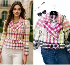 ★美品★CHANELシャネル・ツイードジャケット CHANEL シャネル ノーカラージャケット ツイード フロントジップ