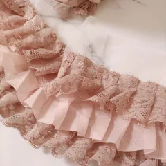 [No.14_2]50cm★くすんだピンク★幅広3段レース フリルレース