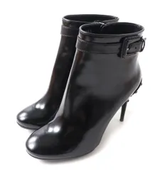 未使用品★TOD’S トッズ ベルトデザイン サイドZIP ラウンドトゥ ピンヒール レザー ショートブーツ ブラック 35 1/2 イタリア製 箱付き