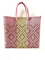 メキシコ製メルカドバッグS／ストロベリー×クリーム×ブラウン