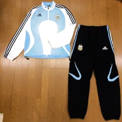 希少 00's adidas アディダス アルゼンチン代表 サッカー ウーブン トラックジャケット パンツ 上下セットアップ M 白 ホワイト×ライトブルー ジャージ ウインドブレーカー ブルゾン メンズ 古着 ヴィンテージ vintage archive