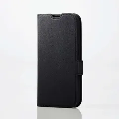 iPhone 14 Pro 用 ソフトレザー 手帳型 ケース ブラック 1個