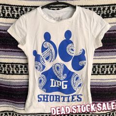 デッドストック アメリカ製 DPG SHORTIES レディース Ｔシャツ DPG Paisley Stamp ホワイト MADE IN USA