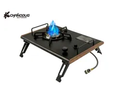 CHANODUG OUTDOOR フラットバーナーテーブル IGTテーブルバーナー シングルバーナー igtフラットバーナー 収納ケース付 FX-8729 黒木目