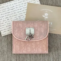 クリスチャンディオール トロッター ナイロン Wホック 二つ折り 財布 ウォレット 小銭入れ 札入れ ピンク系 Christian Dior Vintage Short Wallet Monogram Pink 22282